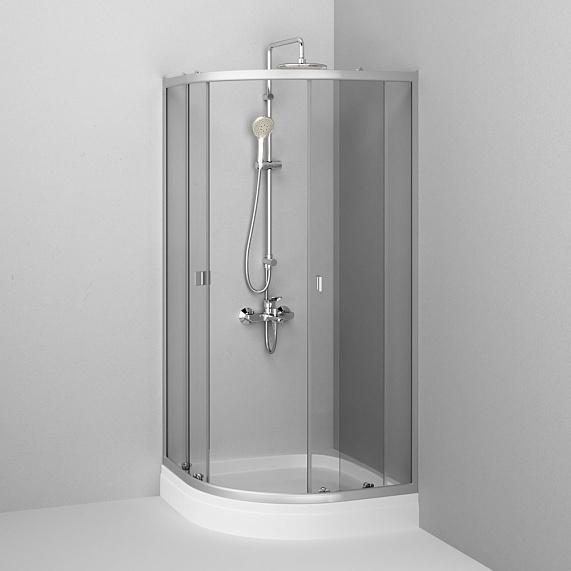 Душевой уголок с поддоном 90x90 AM.PM X-Joy W88E-205-090MT прозрачное стекло, профиль серебристый