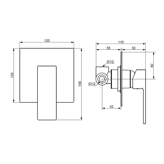 Смеситель для душа Damixa Gala 537500300 черный встраиваемый-2