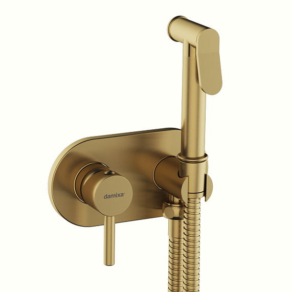 Гигиенический душ со смесителем Damixa Option 214000000 бронзовый встраиваемый, шланг 1500, держатель-4
