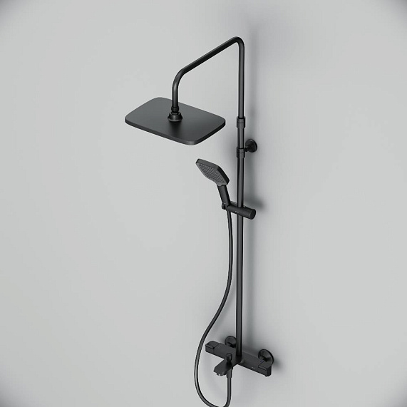 Душевая система AM.PM Func F078F522 стойка с тропическим душем, термостатом, смесителем, изливом, черная-6