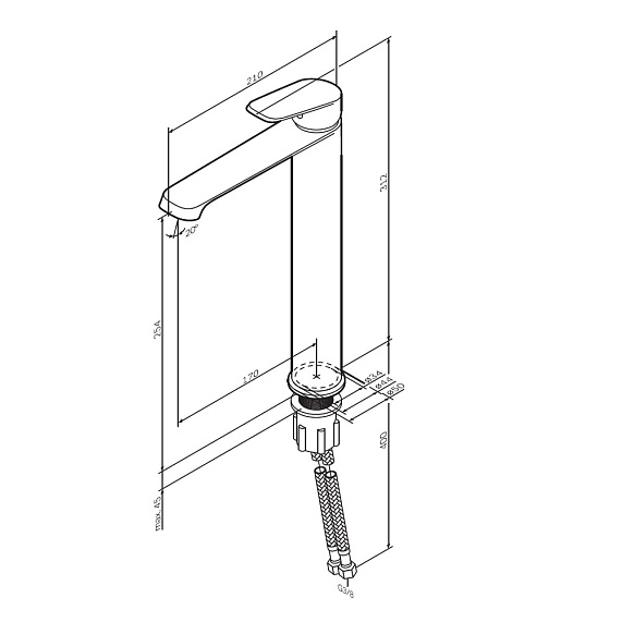 Смеситель для раковины (умывальника) AM.PM Func F8F92000 высокий, хром-8