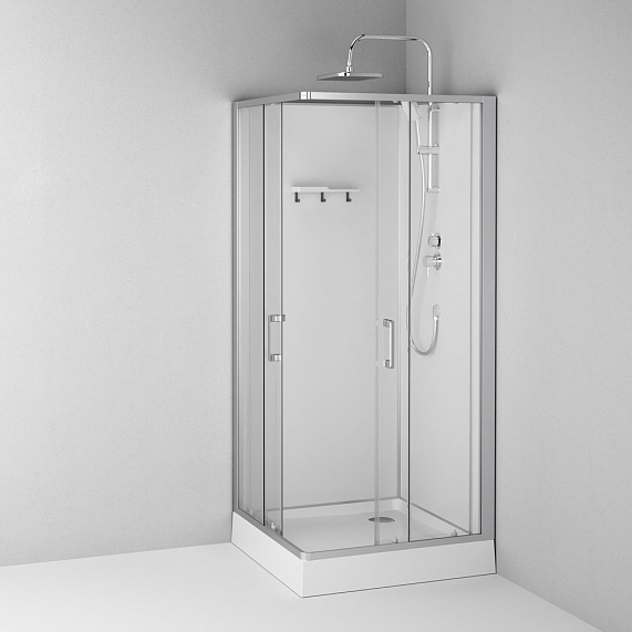 Душевая кабина 90x90 AM.PM Above W9XC-403-9090MT профиль серебристый, низкий поддон-11