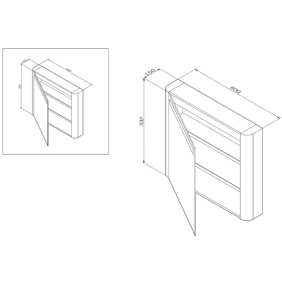 Шкафчик с зеркалом в ванную 80 AM.PM Sensation M30MCL0801NF левый орех-3