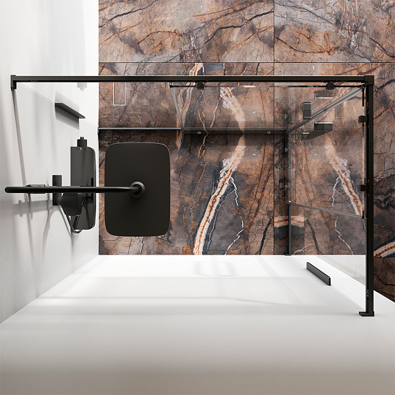 Душевое ограждение без поддона 80х120 AM.PM Func W84G-403-12080-BT профиль черный матовый-2