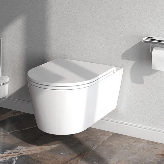 Унитаз подвесной безободковый с инсталляцией AM.PM Func IS90101.8F1701 сиденьем микролифт, белой механ. клавишей-2