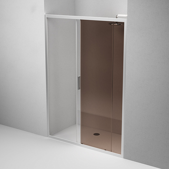 Душевая перегородка с дверью 140x195 AM.PM Gem W90G-140-1-195MBr бронзовое стекло, профиль серебристый-4