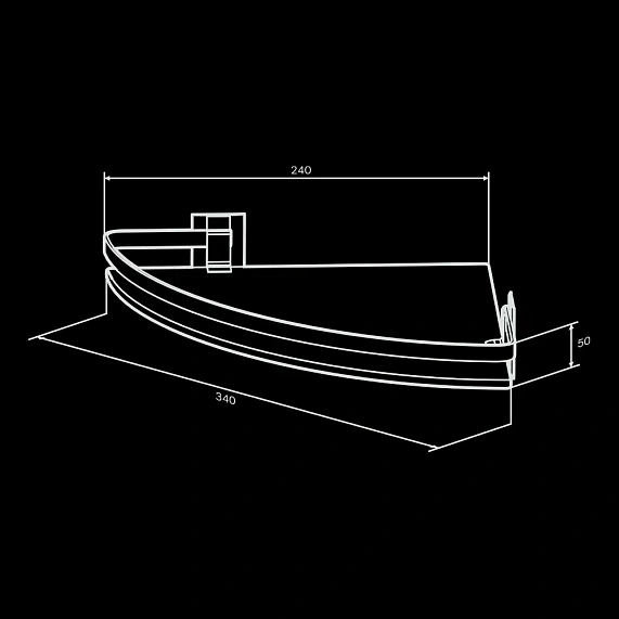 Полка в ванную угловая AM.PM Sense L A7456100 серебристый металл, стекло-7