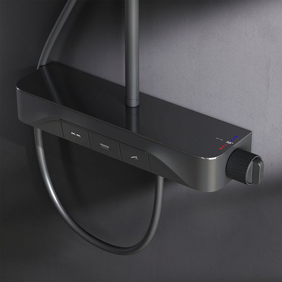 Душевая система AM.PM Func F078F222 стойка с тропическим душем, термостатом, смесителем, черная-2