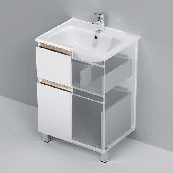 Тумба с раковиной 60 AM.PM X-Joy M85AFSX06021WG напольная на ножках белый глянец-3