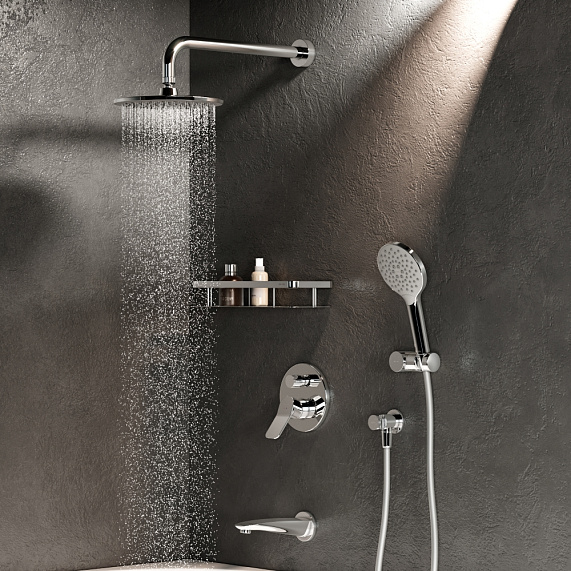 Встраиваемая душевая система AM.PM X-Joy FB85A3RH10 хром: тропический верхний душ, ручной душ, излив-3