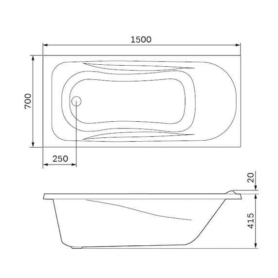 Ванна акриловая 150x70 AM.PM Force W9FA-150-070W-A-4