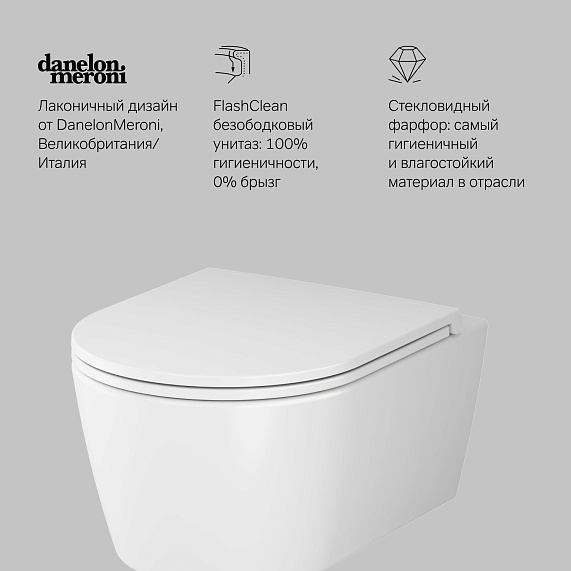 Унитаз подвесной AM.PM Func C8F1700SC (глубина 49 см) безободковый с сиденьем микролифт, белый-7