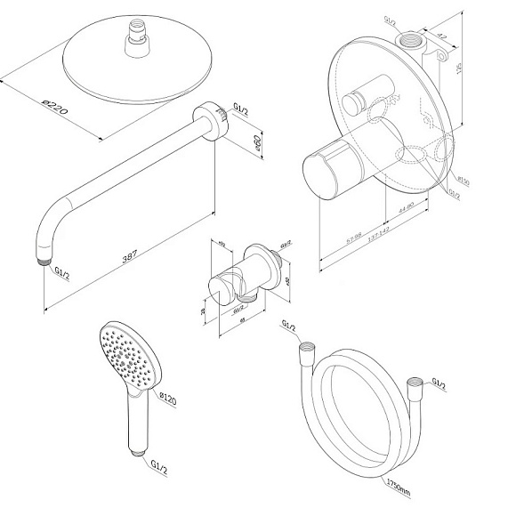 Встраиваемая душевая система AM.PM X-Joy FP85A1RH20 хром: тропический верхний душ, ручной душ-7