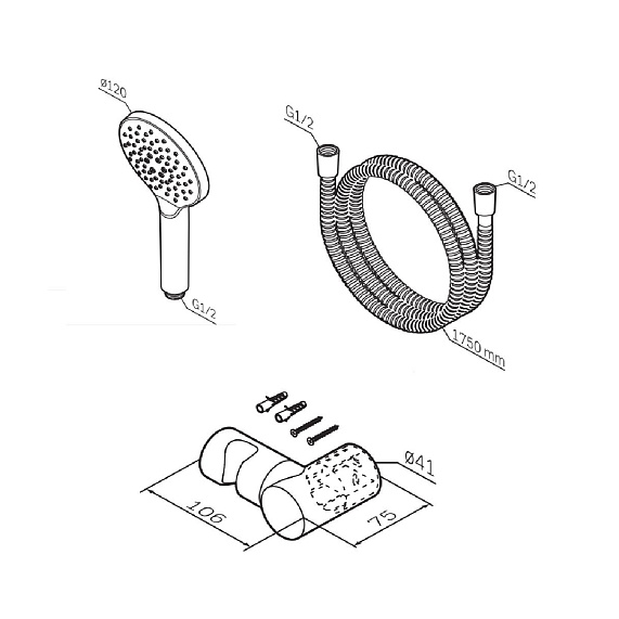 Душевой гарнитур AM.PM Like F0118000 держатель, шланг, лейка 3 режима, хром-2