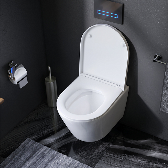 Унитаз подвесной AM.PM Sense C741701SC безободковый с сиденьем микролифт, белый-2