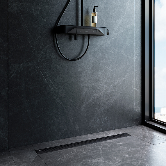 Душевой трап (лоток) 80 AM.PM PrimeFlow W02SC-P11-080-01BM комбинированный затвор с черной матовой решеткой-2