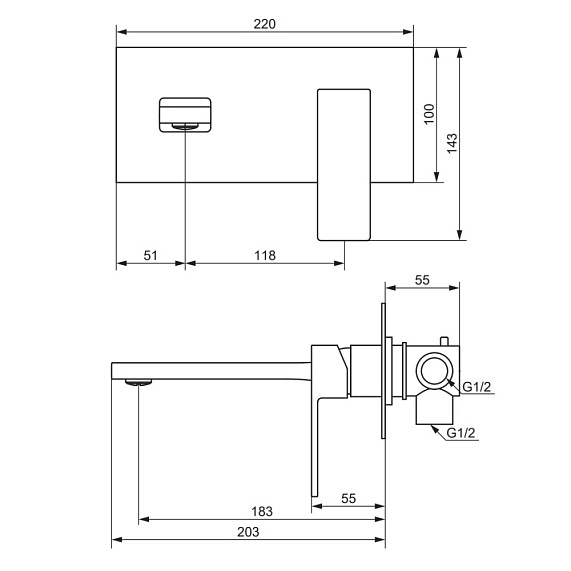Смеситель для раковины Damixa Gala 530260600 золотой встраиваемый-3