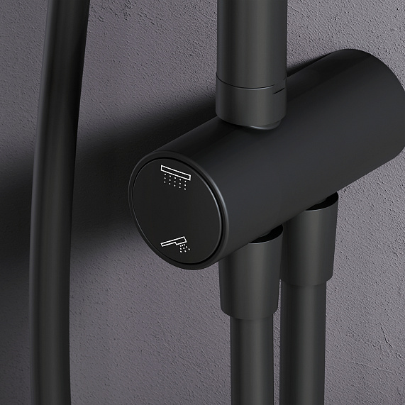 Душевая система AM.PM Gem F0790022 стойка с тропическим душем, черная-3