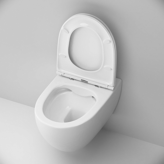 Унитаз подвесной безободковый с инсталляцией AM.PM Awe IS30251.111700 сиденьем микролифт, хром механ. клавишей-4