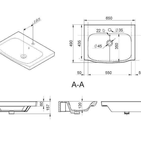 Тумба с раковиной 65 AM.PM Like M80FHX0652WG подвесная белый глянец-3