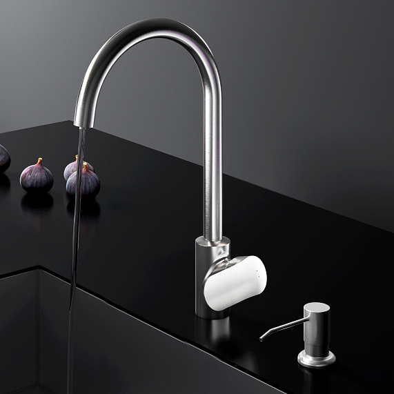 Смеситель для кухни AM.PM Like F8007T11 высокий с каналом питьевой воды, сатин + дозатор моющего средства-2