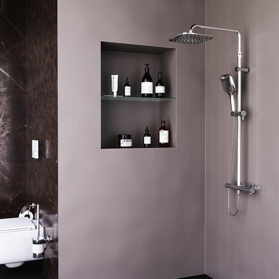 Душевая система Damixa Option DX218092000 стойка с тропическим душем, термостатом, смесителем, хром-4