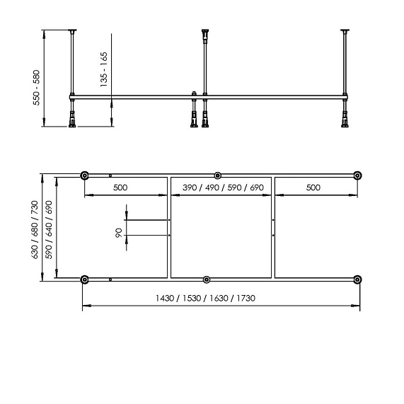 Каркас для ванны 160х70 AM.PM Above W9XA-160-070W-R-1