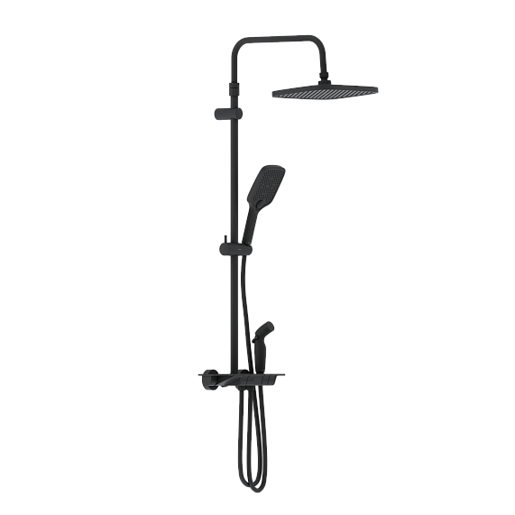 Душевая система Damixa Gala 953770300 стойка с тропическим душем, термостатом, смесителем, черная матовая-5