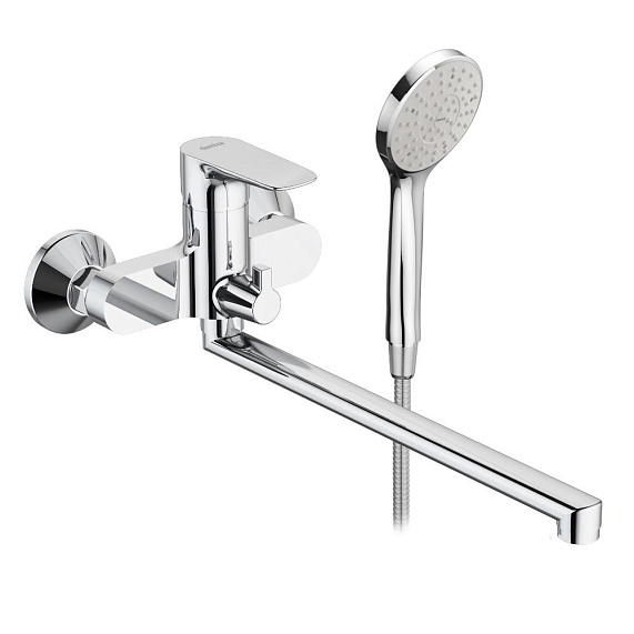 Смеситель для ванны и душа Damixa Origin Evo 789500000 длинный излив, душевая лейка, шланг 1500, хром-2