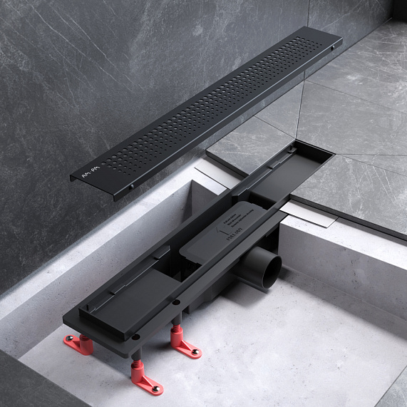 Душевой трап (лоток) 50 AM.PM PrimeFlow W02SC-P11-050-01BM комбинированный затвор с черной матовой решеткой-7