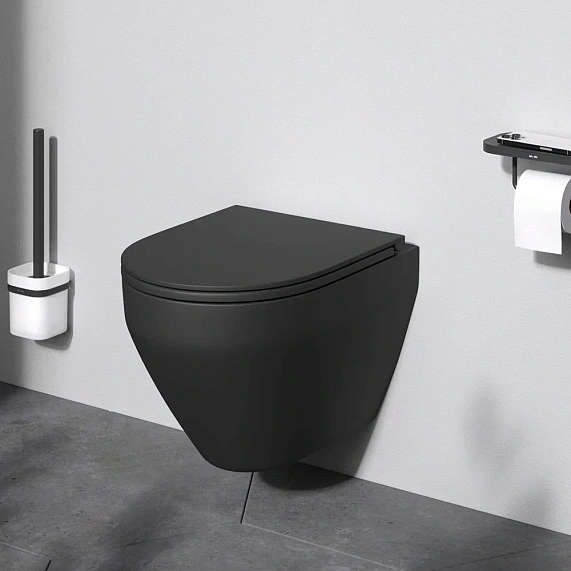 Унитаз подвесной безободковый с инсталляцией AM.PM Spirit V2.0 IS47051.701700MB сиденьем микролифт, хром пневм. клавишей-2