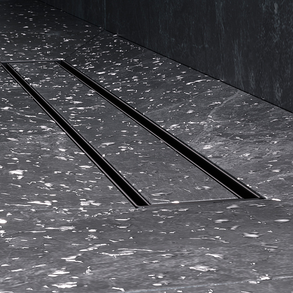 Душевой трап (лоток) 60 AM.PM MasterFlow W01SC-U11-060-04BM комбинированный затвор с черной матовой решеткой под плитку-12