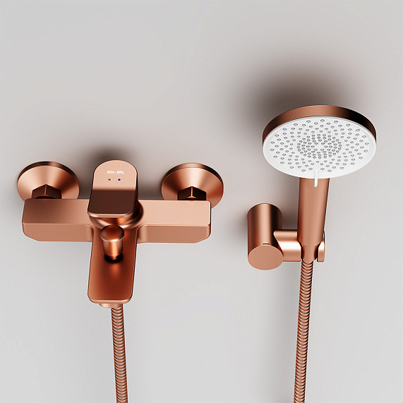 Смеситель для ванны и душа AM.PM X-Joy F85A15044 душевая лейка, шланг 1750, розовое золото-2