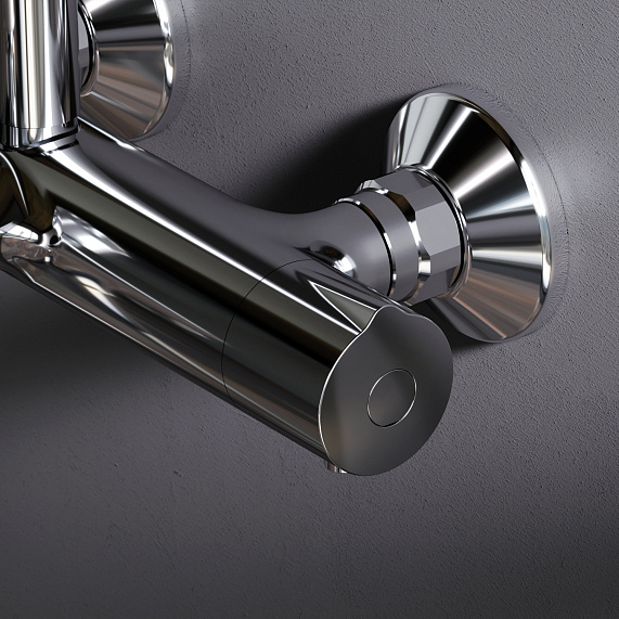 Душевая система AM.PM Spirit 2.0 F0770A510 стойка с тропическим душем, термостатом, смесителем, изливом, хром-3