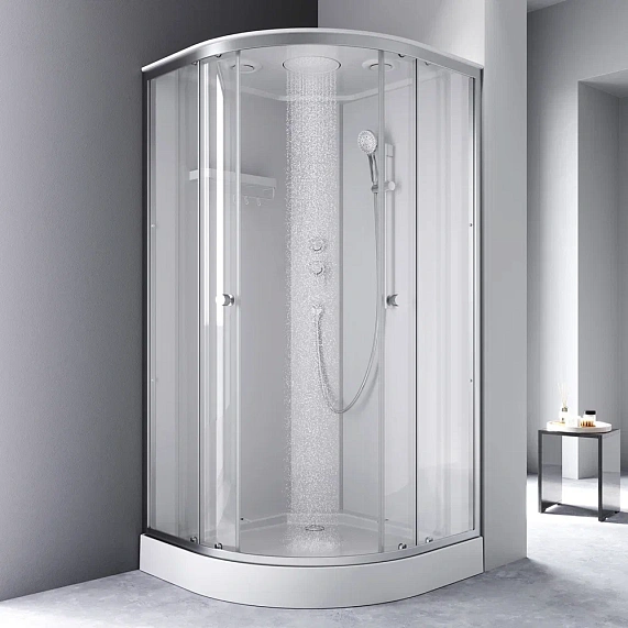 Душевая кабина 100x100 AM.PM X-Joy W94C-401-100MT профиль серебристый, низкий поддон