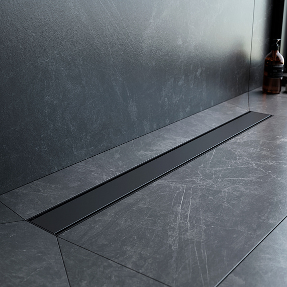 Душевой трап (лоток) 80 AM.PM PrimeFlow W02SC-U11-080-04BM комбинированный затвор с черной матовой решеткой под плитку-7