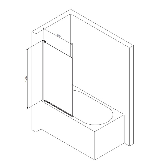 Стеклянная шторка для ванны 80 AM.PM Gem W90BS-D080-140BT поворотная, профиль черный-5