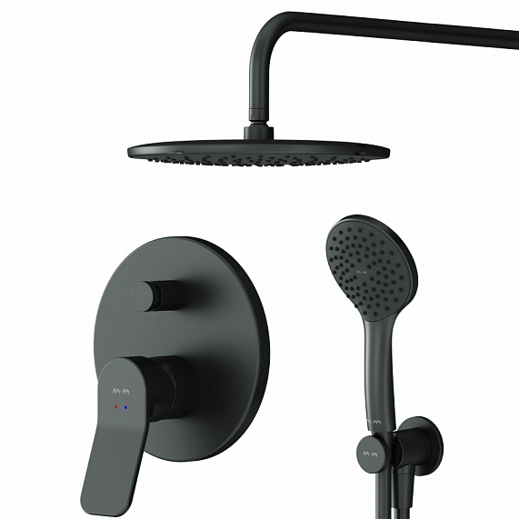 Встраиваемая душевая система AM.PM X-Joy FB85A1RH02 черная: тропический верхний душ, ручной душ-5