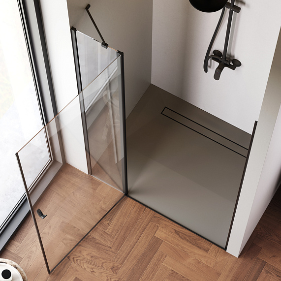 Душевая перегородка с дверью 120x190 AM.PM Sunny W87G-120-1P-BT прозрачное стекло, профиль черный матовый-2