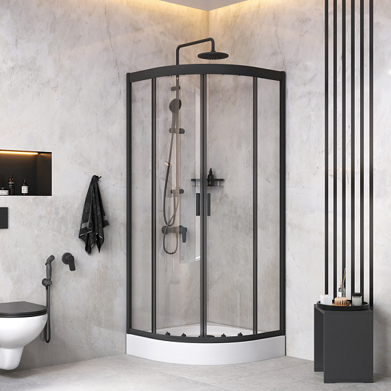 WK90EM Gem Комплект ограждение 80*80, 1/4 круга, черный-2