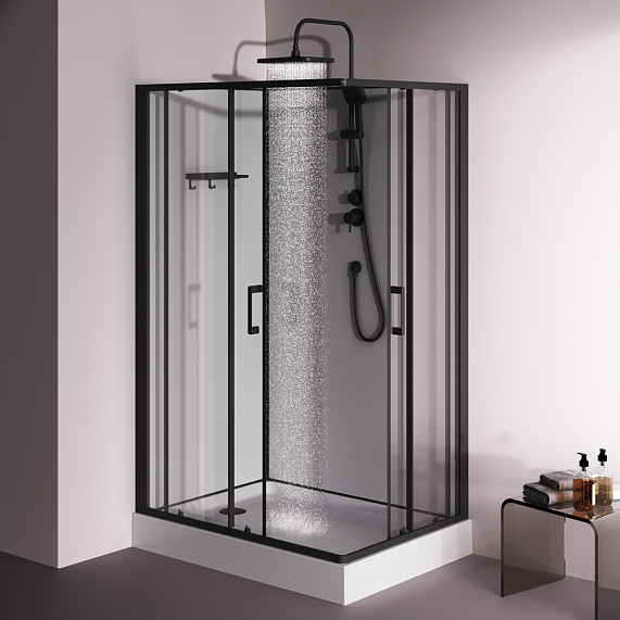 Душевая кабина 120x90 AM.PM Above W9XC-403-12090BT профиль черный матовый, низкий поддон-2