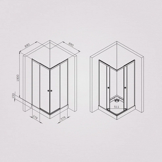 Душевое ограждение без поддона 90x90 AM.PM X-Joy W94G-403-9090-BT1K профиль черный матовый-6