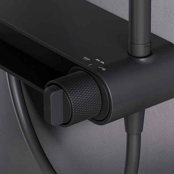 Душевая система AM.PM X-Joy F0785A622 стойка с тропическим душем, смесителем, черная матовая-3