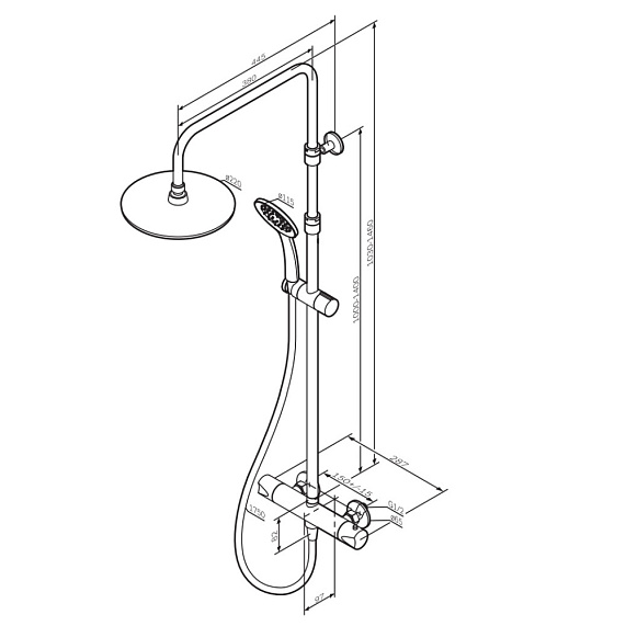 Душевая система AM.PM Crave F079C400 стойка с тропическим душем, термостатом, смесителем, хром-10