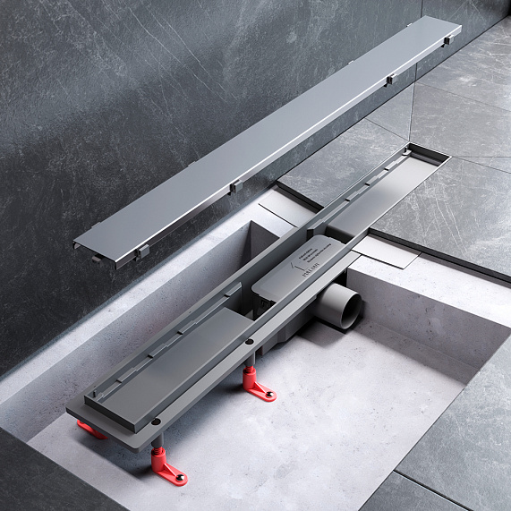 Душевой трап (лоток) 70 AM.PM PrimeFlow W02SC-U11-070-04SB комбинированный затвор со стальной матовой решеткой под плитку-15