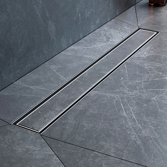 Душевой трап (лоток) 60 AM.PM MasterFlow W01SC-U11-060-04SB комбинированный затвор со стальной матовой решеткой под плитку-8