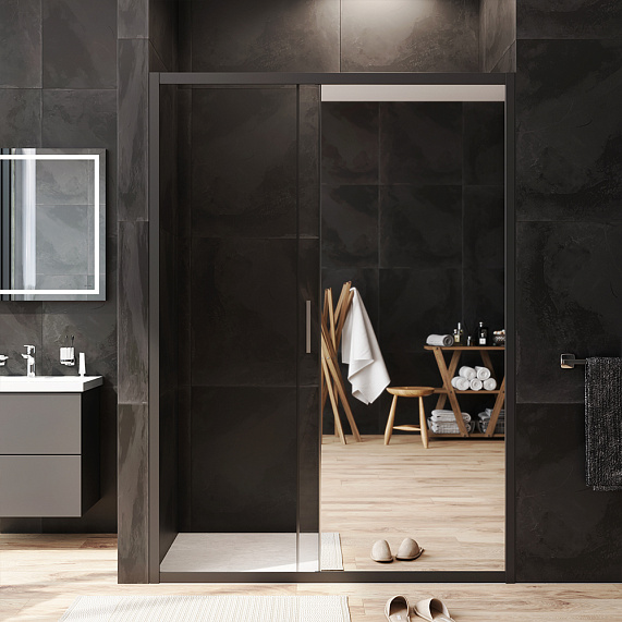 Душевая перегородка с дверью 140x195 AM.PM Gem W90G-140-1-195MMir зеркальное стекло, профиль серебристый-2