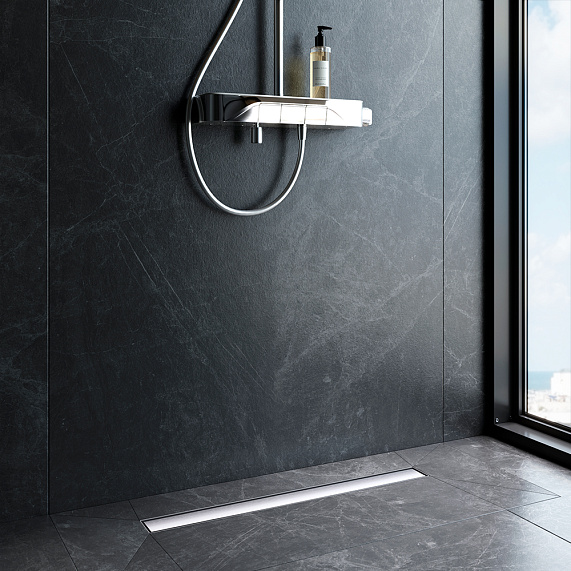 Душевой трап (лоток) 70 AM.PM MasterFlow W01SC-U11-070-04SB комбинированный затвор со стальной матовой решеткой под плитку-5