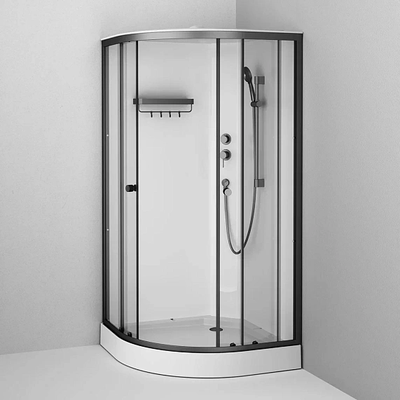 Душевая кабина 100x100 AM.PM X-Joy W94C-401-100BT профиль черный матовый, низкий поддон-3
