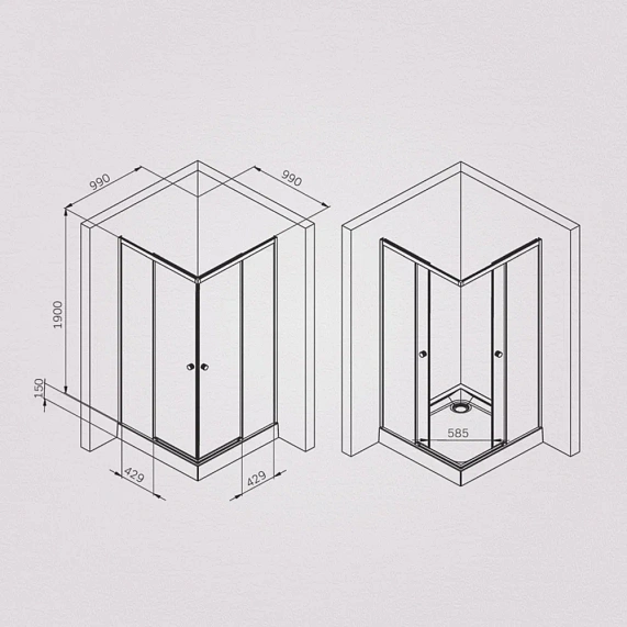 Душевое ограждение без поддона 100x100 AM.PM X-Joy W94G-403-100100-MT1K профиль серебристый-6